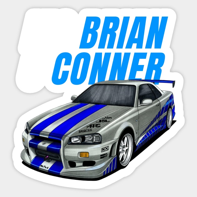 It's Brian o'Conner { fast and furious Paul walker's Skyline } Sticker by MOTOSHIFT